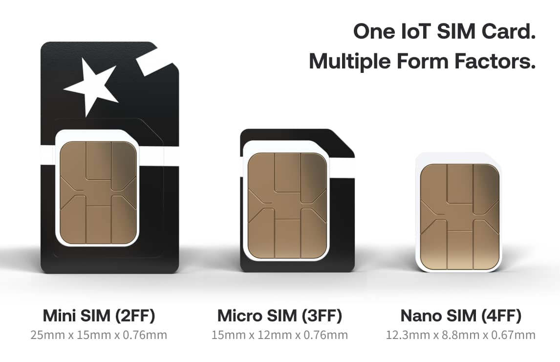 IoT SIM Form Factor Specifications – 2FF Mini SIM - 3FF Micro SIM  - 4FF Nano SIM